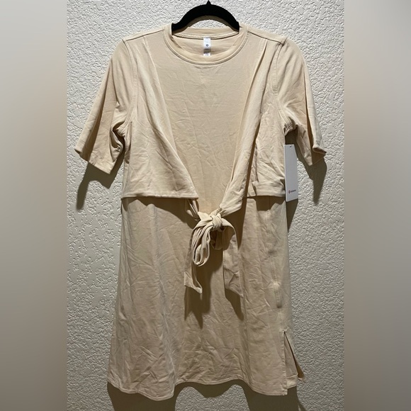 NWT Lululemon Cotton Wrap Front T-Shirt Dress Prosecco Size 4 - Picture 10 of 11